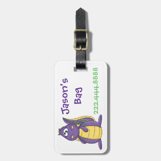 Kind Paars dragon Bagagelabel (Voorkant verticaal)