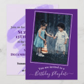 Kind Paarse Verjaardag Playdate Custom Foto Kaart (Voorkant / Achterkant)