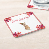 Kind paaseieren Lijst Bunny Floral Kartonnen Onderzetters (Gebogen)