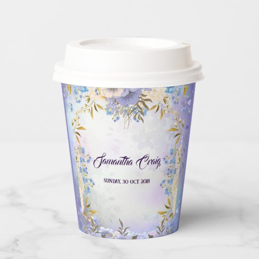 Kind Pastel Blue Flower Bloom Bloemen Verjaardagsf Papieren Bekers (Voorkant)