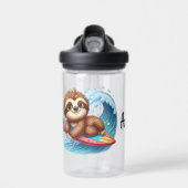 Kind personaliseren Sloth Surfer Waterfles (Voorkant)