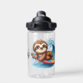 Kind personaliseren Sloth Surfer Waterfles (Achterkant)