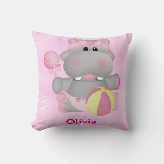 Kind Pillow Cute Baby Hippo Kussen (Voorkant)