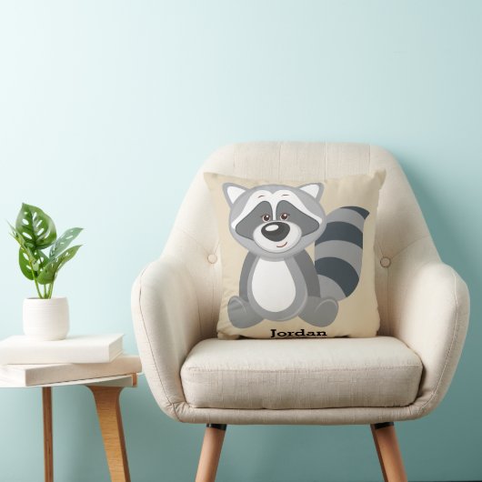 Kind Pillow Cute Woodland Raccoon Kussen (Stoel)