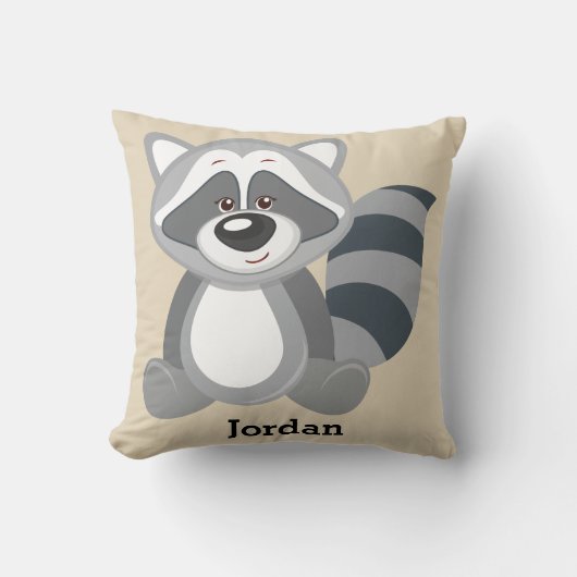 Kind Pillow Cute Woodland Raccoon Kussen (Voorkant)