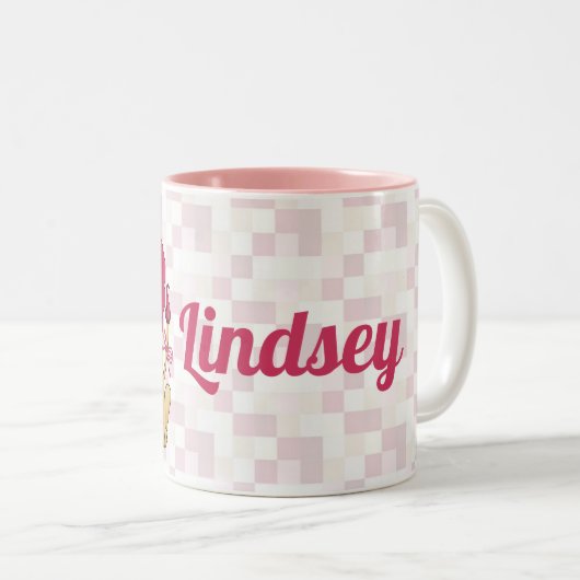 Kind Pink Lion Monogram "L" Mok (Voorkant rechts)