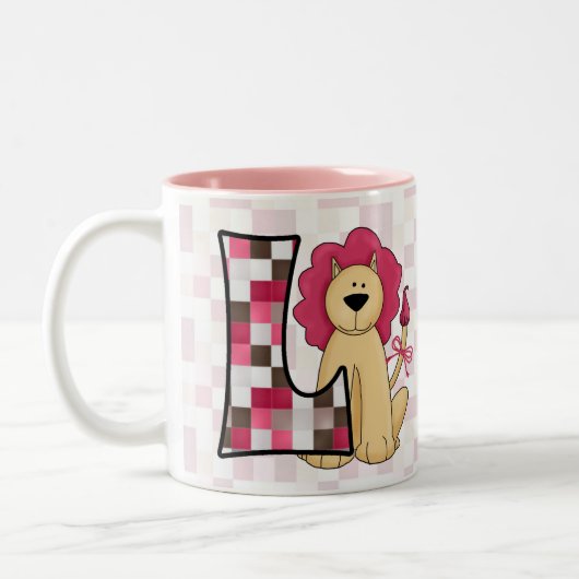 Kind Pink Lion Monogram "L" Mok (Links)
