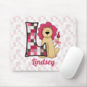 Kind Pink Lion Monogrammed Letter L Muismat (Met muis)