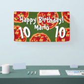 Kind pizza Verjaardagsfeestje welkom banner teken (Beurs)