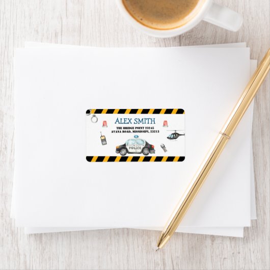 Kind politie verjaardagsfeest adreslabel etiket (Insitu)