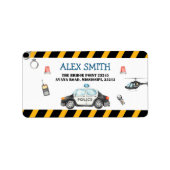 Kind politie verjaardagsfeest adreslabel etiket (Voorkant)