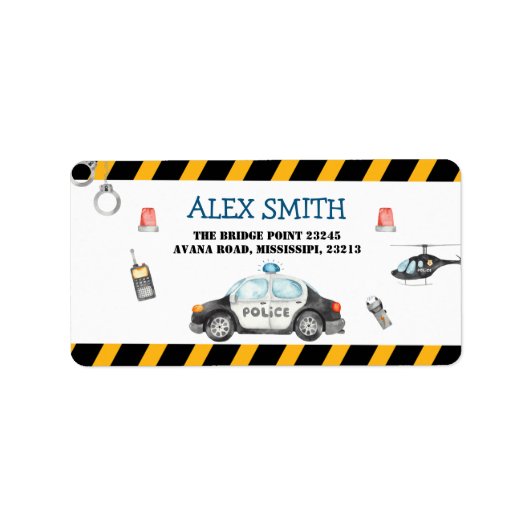 Kind politie verjaardagsfeest adreslabel etiket (Voorkant)