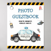 Kind Politie Verjaardagsfeest Foto Guestbook Sign Poster (Voorkant)