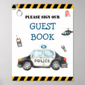 Kind Politie Verjaardagsfeest Guest Book Sign Poster (Voorkant)