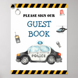 Kind Politie Verjaardagsfeest Guest Book Sign Poster