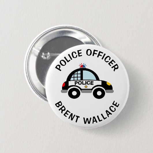 Kind politiefunctionaliteitsknoppen met politieaut ronde button 5,7 cm (Voorkant /achterkant)