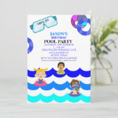 Kind Pool Party verjaardagsuitnodiging Kaart (Staand voorkant)