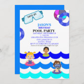Kind Pool Party verjaardagsuitnodiging Kaart (Voorkant / Achterkant)