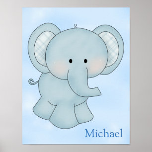Kind Poster Cute Blue Elephant