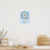 Kind Poster Cute Blue Lion (Keuken)
