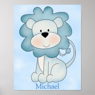 Kind Poster Cute Blue Lion