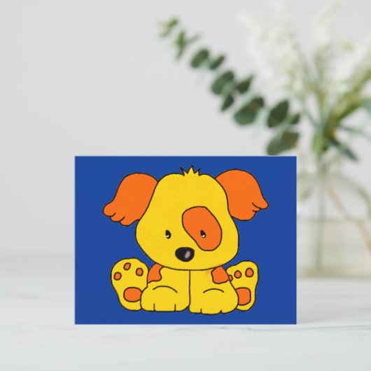 Kind Puppy Dog Geel Oranje Vlek Briefkaart (Staand voorkant)