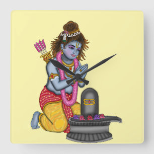 Kind Rama die Shiva aanbidt Klok