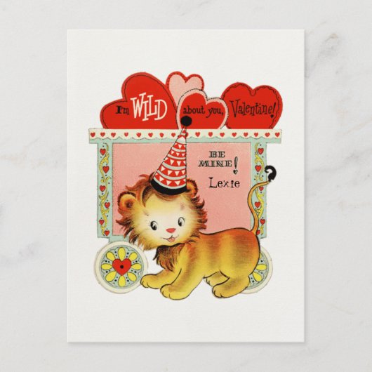 Kind Retro Circus Lion Valentijn Briefkaart (Voorkant)