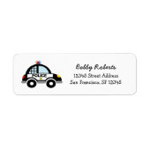 Kind Return Address Labels met leuke politiewagen (Voorkant)