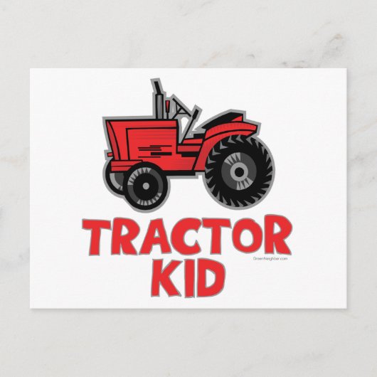 Kind rode tractor briefkaart (Voorkant)