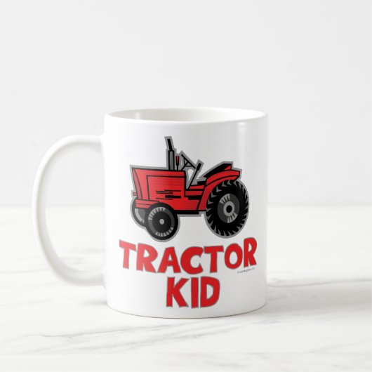 Kind rode tractor koffiemok (Links)