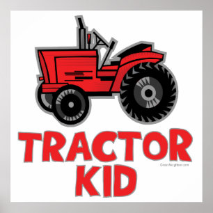 Kind rode tractor poster