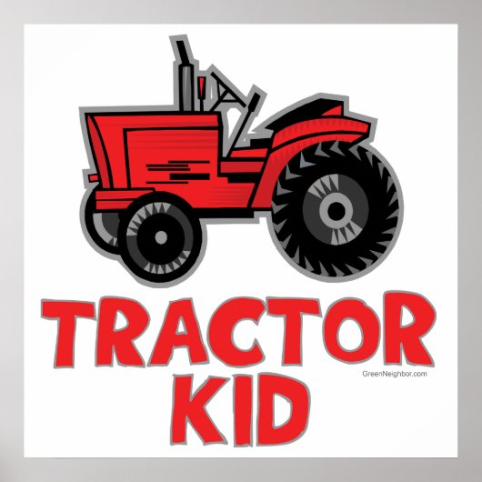 Kind rode tractor poster (Voorkant)