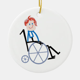 Kind rolstoel keramisch ornament