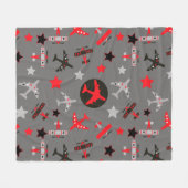 Kind rood zwart grijs vliegtuigpatroon fleece deken (Voorkant (Horizontaal))