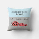 Kind room Ladybugs aangepaste naam grijs blauw Kussen (Achterkant)