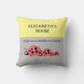 Kind room Ladybugs aangepaste naam grijs geel Kussen (Voorkant)