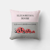 Kind room Ladybugs aangepaste naam grijze roze Kussen (Voorkant)
