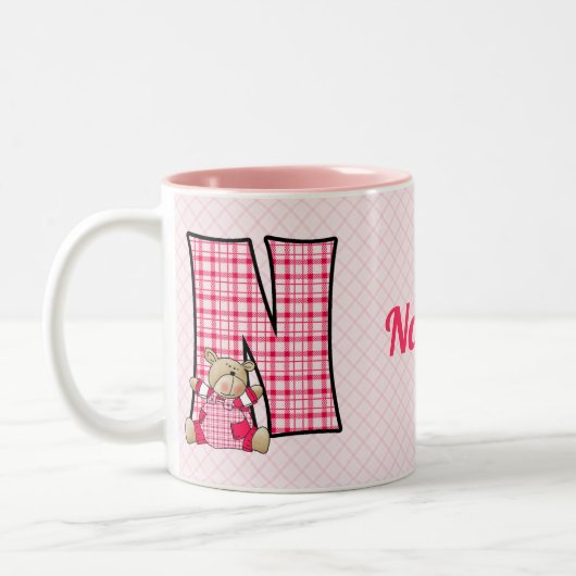 Kind Roze Beer Monogram "N" Mok (Links)
