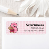 Kind Roze eekhoorn Monogram Letter S Adres Etiket (Insitu)