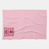 Kind roze kit afdrukken Monogram letter M Theedoek (Horizontaal)