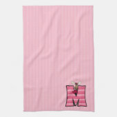 Kind roze kit afdrukken Monogram letter M Theedoek (Verticaal)