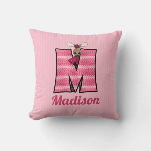 Kind Roze kit Afdrukmonogram Letter M Kussen (Voorkant)