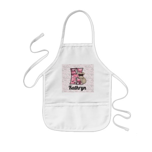 Kind Roze Koala Monogrammed Letter K Kinder Schort (Voorkant)