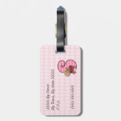Kind Roze Monogram Letter S voor meisjes Bagagelabel (Achterkant verticaal)