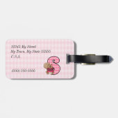Kind Roze Monogram Letter S voor meisjes Bagagelabel (Achterkant horizontaal)