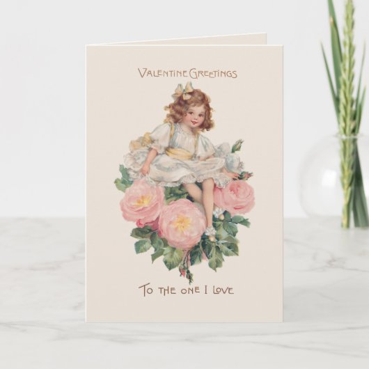 Kind, Rozen & Groet van de Valentijn Feestdagen Kaart (Voorkant)