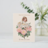   Kind, Rozen & Groet van de Valentijn Feestdagenkaart (Staand voorkant)