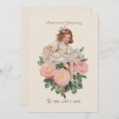   Kind, Rozen & Groet van de Valentijn Feestdagenkaart (Voorkant / Achterkant)