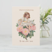   Kind, Rozen & Groet van de Valentijn Feestdagenkaart (Staand voorkant)